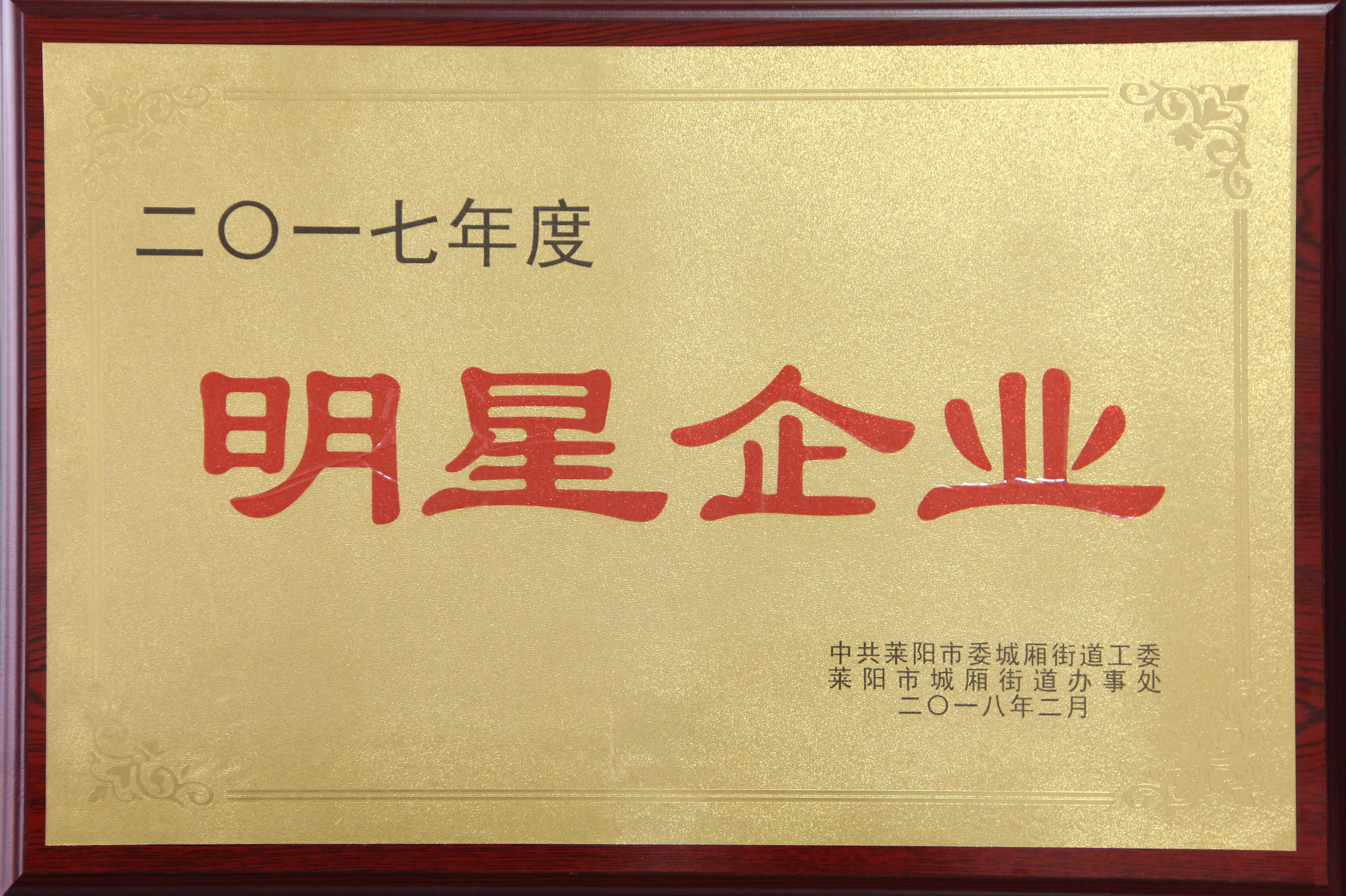 我司荣获2017年度“明星企业”称号